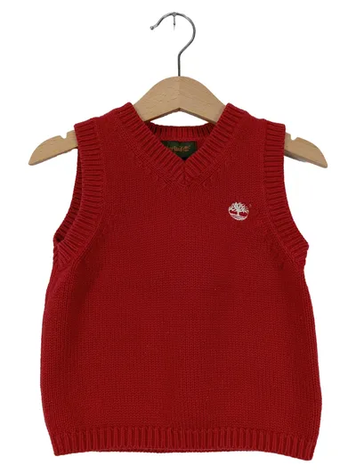 TIMBERLAND Kinder Pullunder Gr. 92 Rot Klassisch Baumwolle