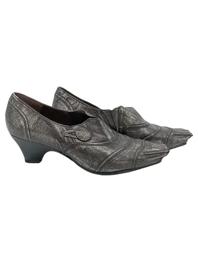 FIDJI Elegante Vintage Pumps Damen Grau Gr. 39.5 Business Festlich
