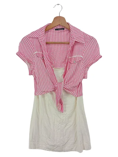 Jane Norman Freizeitkleid Damen Gr. 40/L Rosa Kariert Viskose Casual