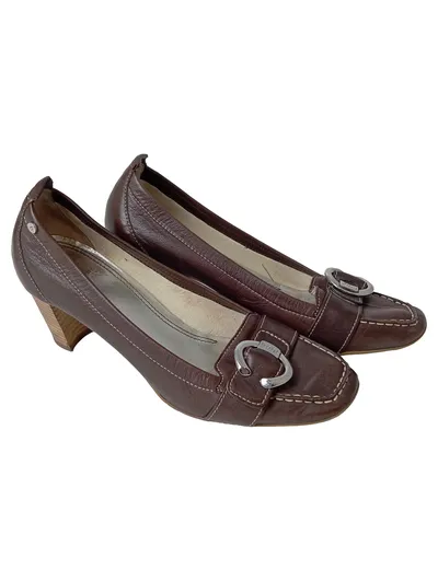 HöGL Pumps Damen Gr. 37 Braun Elegant Loafer-Stil Business Schnalle