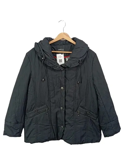WINDFIELD BY DANWEAR Damen Steppjacke Gr. 40/L Grau Klassisch Elegant Kapuze