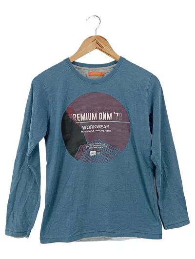 STACCATO Damen Langarmshirt Gr. 40/L Blau Casual Basic Baumwolle Polyester