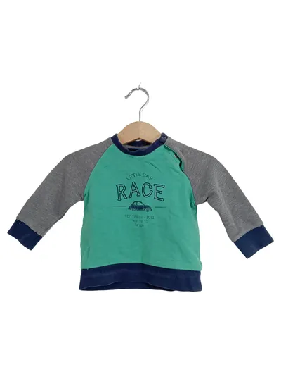Tom Tailor Baby Jungen Pullover Sweatshirt Gr. 68 Grün Grau Auto Motiv Race