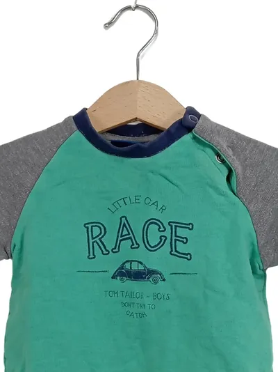 Tom Tailor Baby Jungen Pullover Sweatshirt Gr. 68 Grün Grau Auto Motiv Race