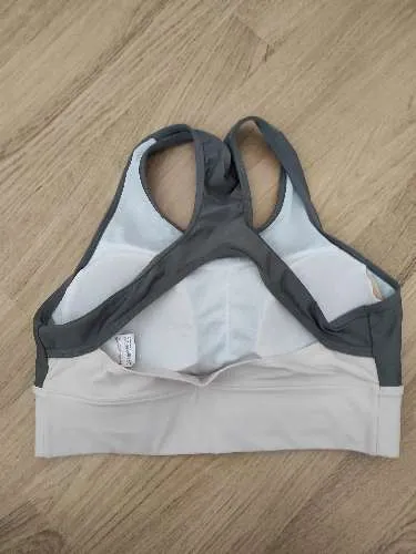 ROXY Sport BH Damen Gr. M Grau Beige Racerback Fitness Yoga