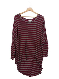 COTTON ON Damen Langarmshirt Gr. 34/XS Rot Gestreift Casual Oversized 1