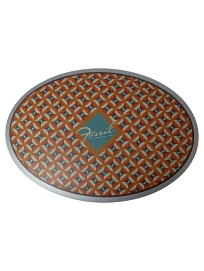 FOSSIL Schmuckschatulle Oval Vintage Braun Metall Geometrisch