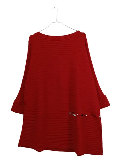 Jean Marc Philippe Damen Pullover Rot Gr. 44/XXL Rippstrick Oversize