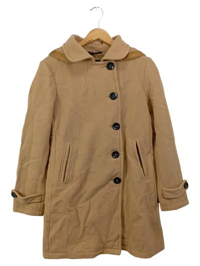 BEAUMONT Damen Wollmantel Gr. 38/M Beige Klassisch Elegant Kapuze