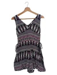 Markenlos Damen Freizeitkleid Gr. 36/S Mehrfarbig Bohemian Ethno Muster 1