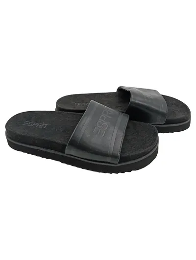 Esprit Pantoletten Damen Gr. 38 Schwarz Sportlich Badeschuhe Slides