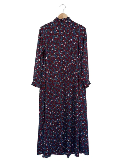 CARIN WESTER Damen Blusenkleid 34/XS Blau Florales Muster Vintage Elegant