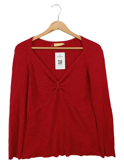 BIBA Damen Pullover Rot Gr. 36/S Rippstrick Casual Basic