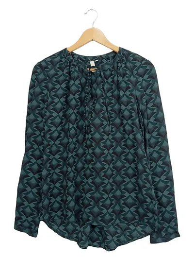 Q/S designed by Bluse Damen Gr. 34/XS Viskose Langarm Grün Geometrisch