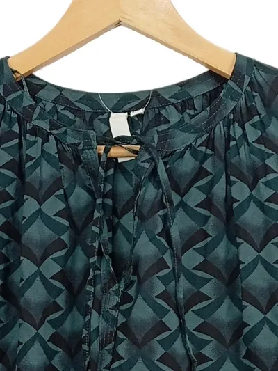 Q/S designed by Bluse Damen Gr. 34/XS Viskose Langarm Grün Geometrisch