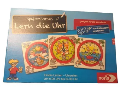 Noris Lern die Uhr Lernspiel Kinder Vorschule Uhrzeiten lernen 0-24 Uhr
