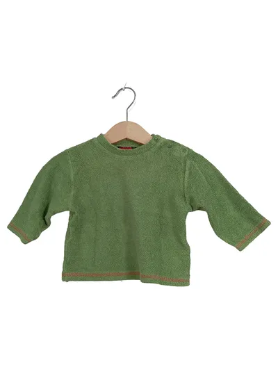 Sanetta Baby Pullover Gr. 68 Grün Frottee Langarm Shirt Sweater Uni Basic