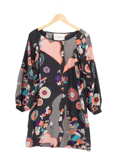 DESIGNERS REMIX Damen Freizeitkleid Gr. 38/M Mehrfarbig Seide Floral Vintage