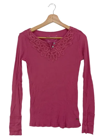 MAVI Damen Langarmshirt Rosa Gr. 34;XS Bohemian Vintage Casual Spitze