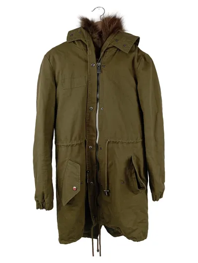 OSLEY Damen Felljacke Parka Gr. 36/S Grün Casual Urban
