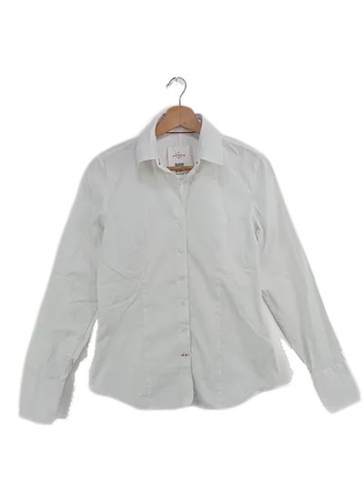 VINCENZO BORETTI Damen Business Hemd Weiß Gr. 40/M Langarm Elegant