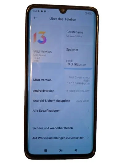 Xiaomi Mi Note 10 Pro Smartphone 256GB Schwarz Android 11 MIUI 13