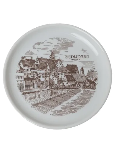 FüRSTENBERG Sammelteller Riedlingen Wehr Stadtmotiv Weiß Porzellan 10 cm