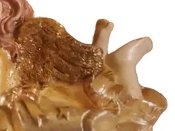 AMSEL Engel mit Hase Porzellan Dekofigur Weihnachten Beige 8cm Glitzer