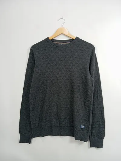 Jack & Jones Herren Pullover Strick Baumwolle Struktur Grau Gr. 46/S