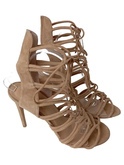 HOTIC Damen Sandaletten Gr. 40 Beige Elegant Riemchen Gladiator High Heels