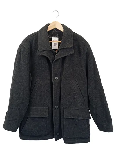 WESTBURY Herren Wollmantel Gr. 50/L Grau Klassisch Eleganter Winter