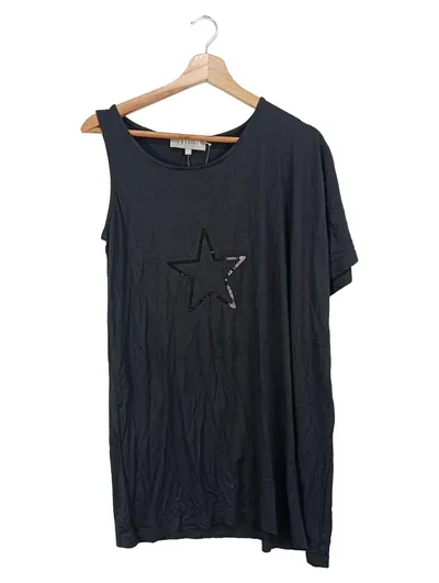 THOMAS RATH Damen T-Shirt Schwarz Gr. 38/M Streetwear Pailletten Stern