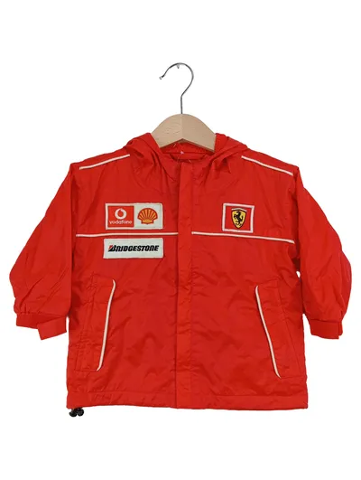 FERRARI Kinder Leichte Jacke Gr. 62 Rot Sportlich Logo-Print Kapuze