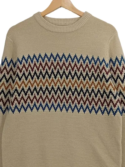 Jack & Jones Herren Pullover Strick Geometrisch Rippstrick Beige Gr. 46/S