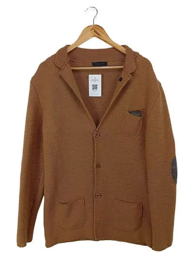 XAGON MAN Herren Strickjacke L Braun Klassisch Elegant