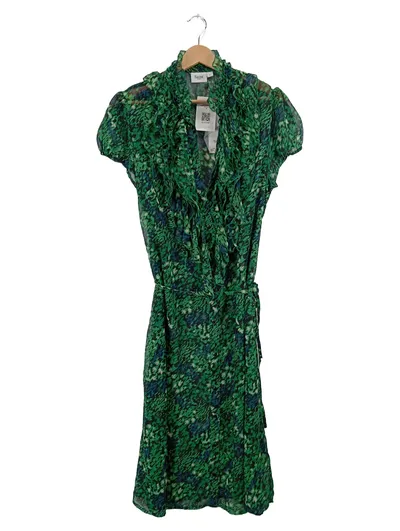 Saint Tropez Kleid Damen L Grün Rüschen Festlich Midikleid Wickeloptik