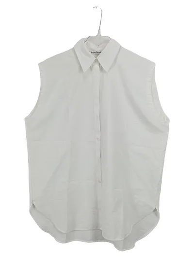 Acne Studios Damen Hemdbluse Ärmellos Minimalistisch Weiß Gr. 36 S