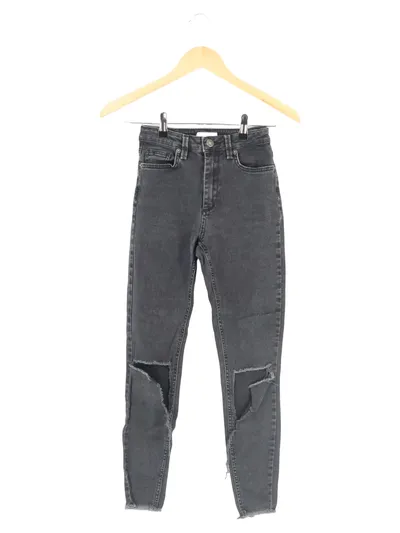 SUBDUED Damen Jeans Straight Leg W24/32/XXS Grau Destroyed Fransen