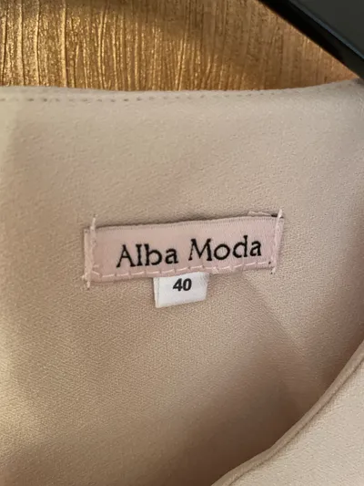 Alba Moda Damen Bluse Gr. 40 Beige Spitzenärmel Elegant Langarm
