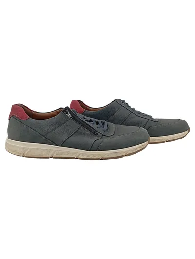 Solidus Kai Herren Sneaker Low Grau Leder Gr. 45 Luftpolster Komfort