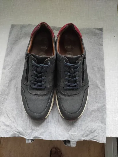 Solidus Kai Herren Sneaker Low Grau Leder Gr. 45 Luftpolster Komfort