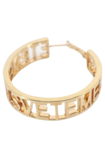 VETEMENTS Damen Gold Creolen Ohrringe Logo Schriftzug Modern Luxuriös