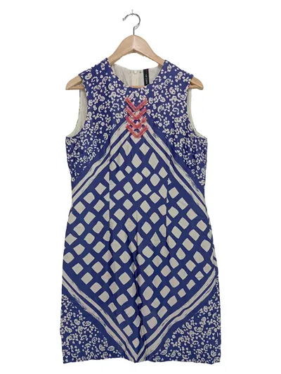 MARC CAIN Freizeitkleid Damen Gr. 38/M Blau Gemustert Ärmellos