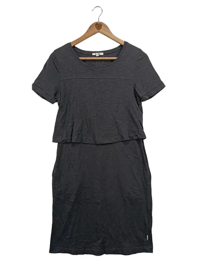 DEERBERG Freizeitkleid Damen 34/XS Grau Casual Minimalistisch Baumwolle