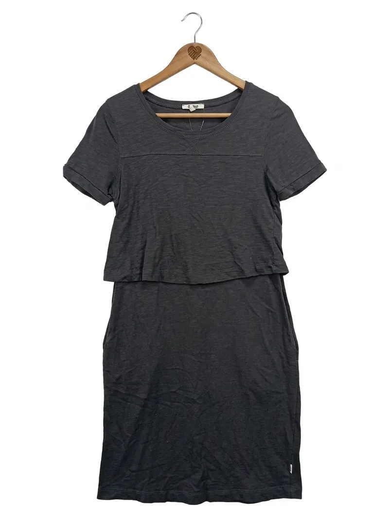 DEERBERG Freizeitkleid Damen 34/XS Grau Casual Minimalistisch Baumwolle 1