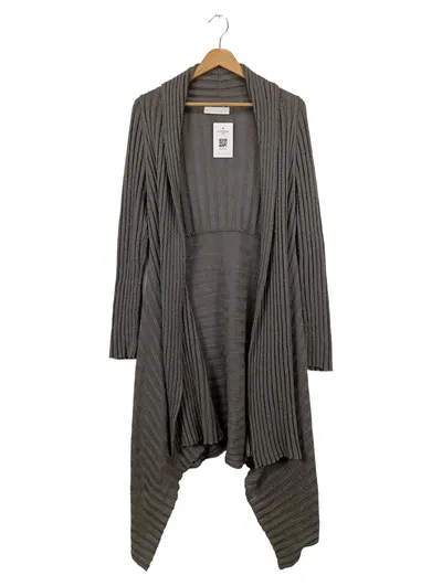 SABATIER Damen Strickjacke Grau XS Rippstrick Elegant