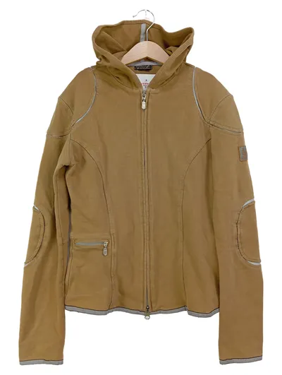 BELSTAFF Damen Sweatjacke Gr. 40/M Braun Kapuze Reißverschluss Logo Streetwear