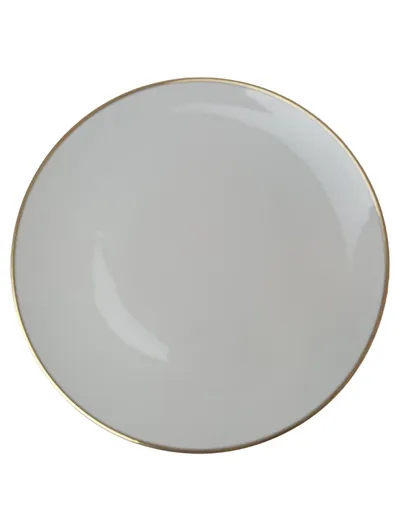 TIRSCHENREUTH Essteller Weiß Goldrand Klassisch Elegant 24cm Porzellan
