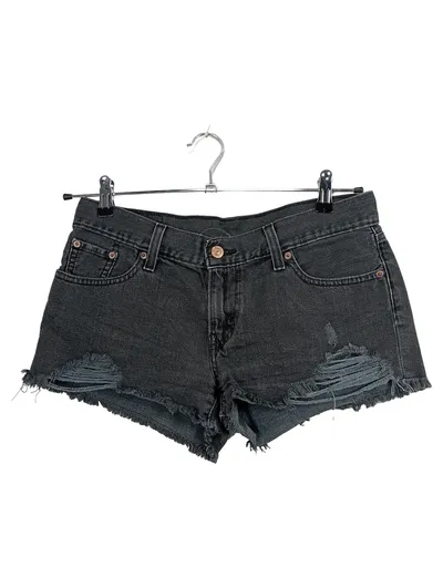Levi's Damen Jeans Shorts W28 Schwarz Destroyed Cut-Off Vintage