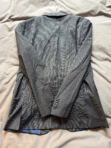 Finshley & Harding Herren Blazer Sakko Gr. 52 Grau Kariert Business 2